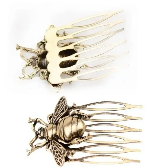 Intricate Bronze Bee Design Hair Combs - Picture 5 of 6